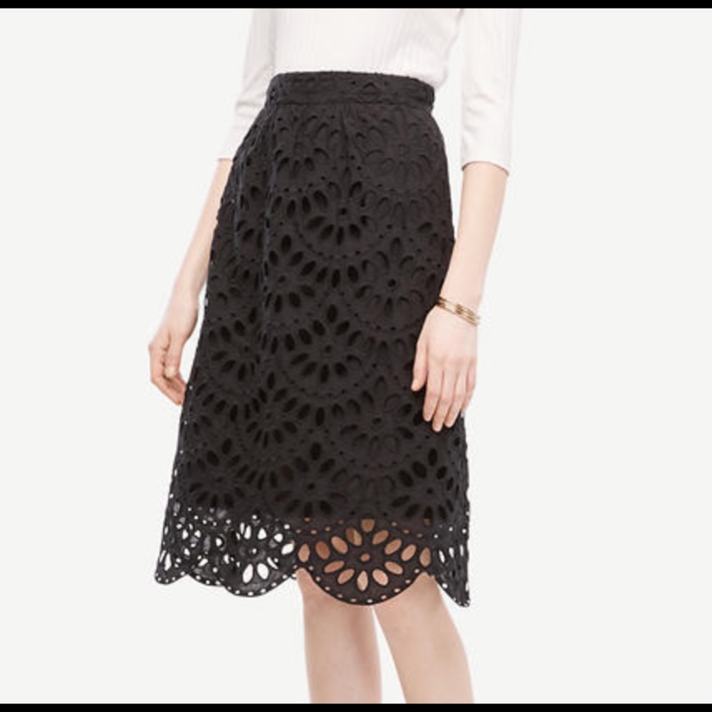 LOFT Petite Scallop Eyelet Full Skirt